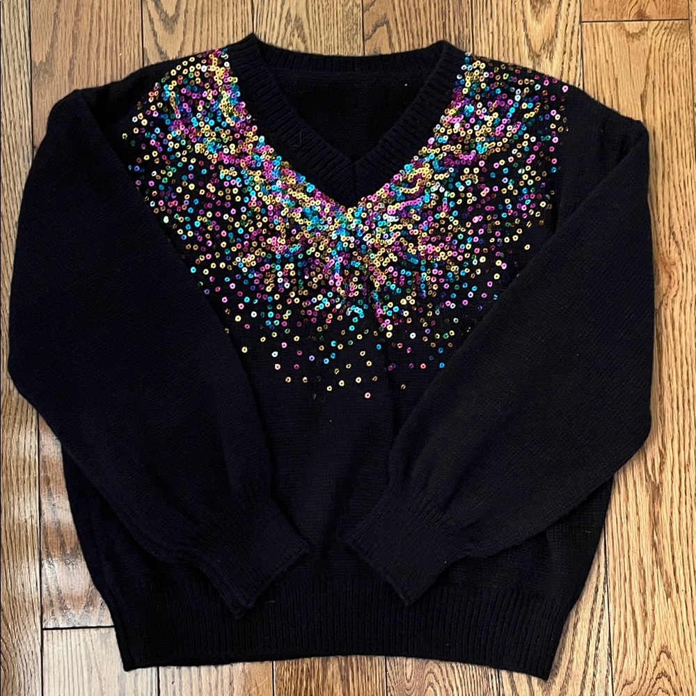 Black Sequin Embellished Women's Sweater